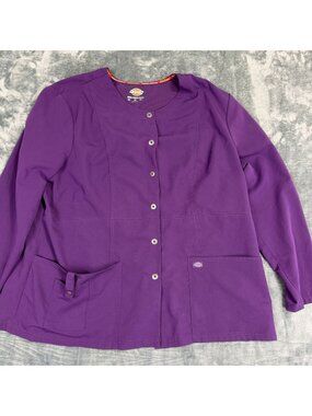 Dickies Womens Xtreme Stretch Purple Snap Front Scrub Jacket 3XL